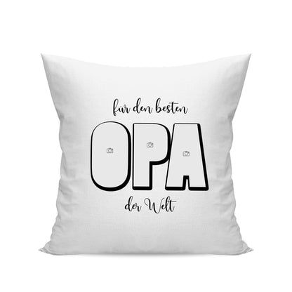 Personalisiertes Fotokissen – Für den besten Opa der Welt – 3 Fotos Weiß - Fulima