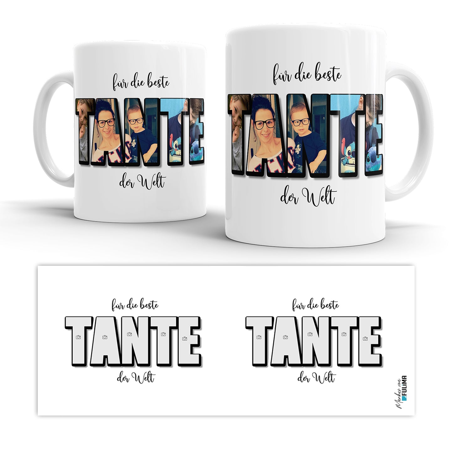 Personalisierte Foto-Tasse – Beste Tante der Welt – Geschenkidee - Fulima
