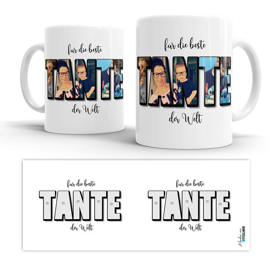 Personalisierte Foto-Tasse – Beste Tante der Welt – Geschenkidee - Fulima