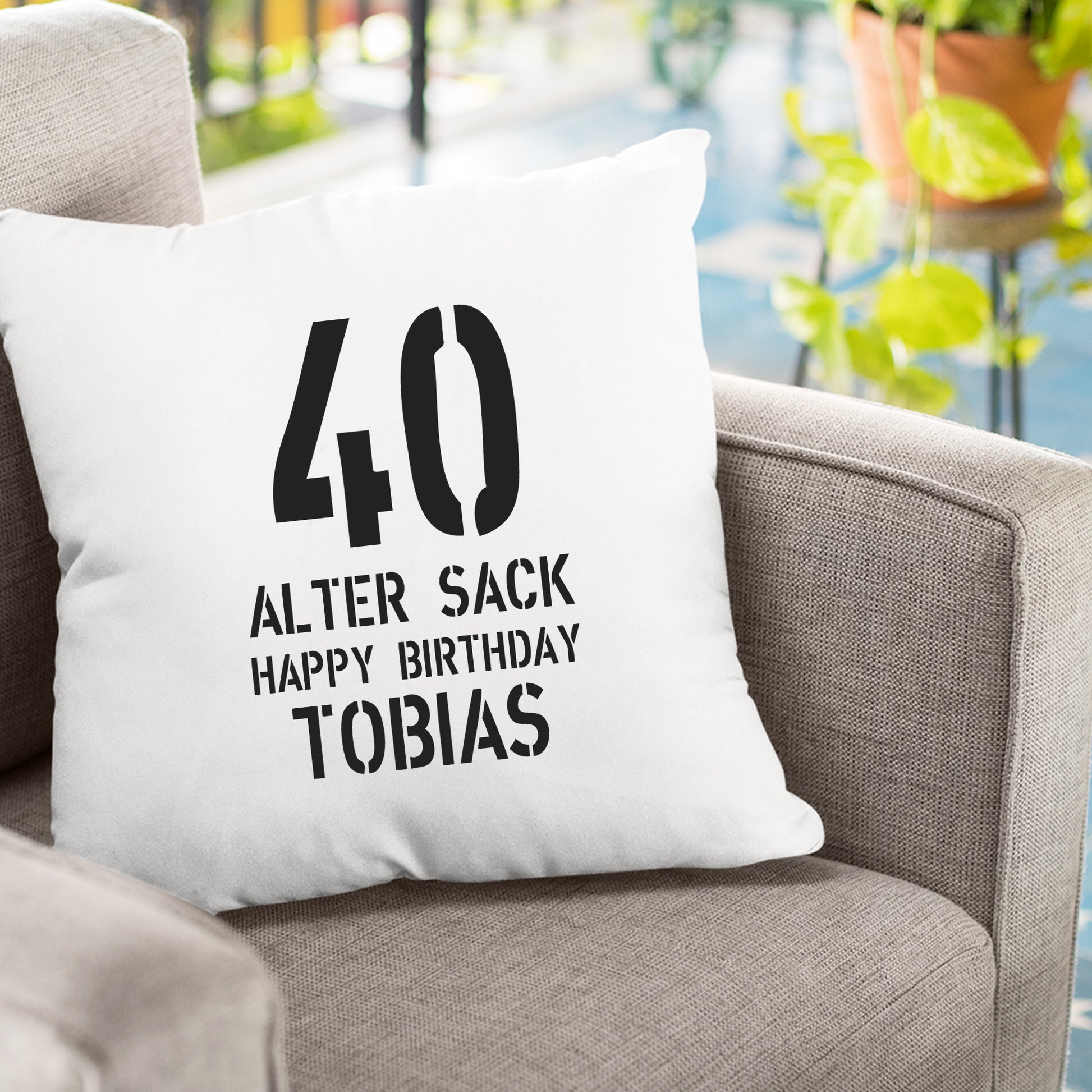 Geburtstag Kissen - 40 Alter Sack Happy Birthday mit Namen - FULiMA®