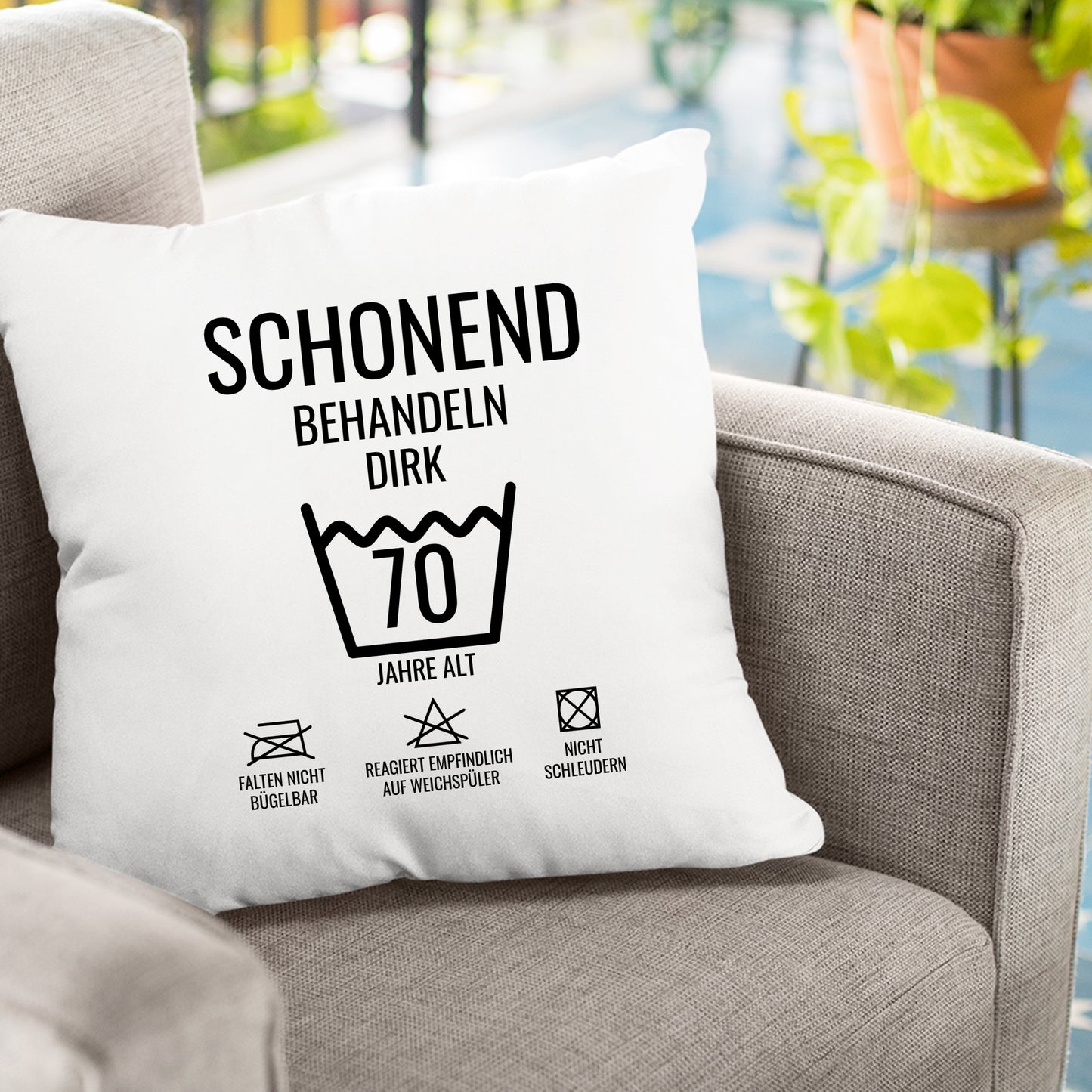 Schonend behandeln – 70 Jahre alt - Namen - Geburtstag Kissen - FULiMA®