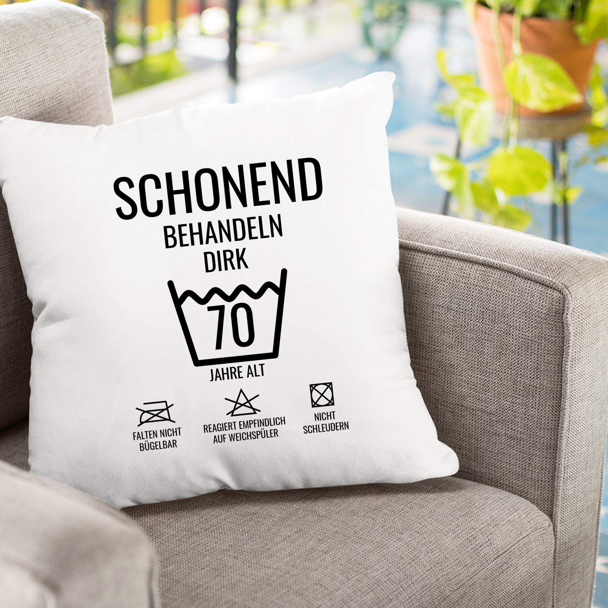 Schonend behandeln – 70 Jahre alt - Namen - Geburtstag Kissen - FULiMA®