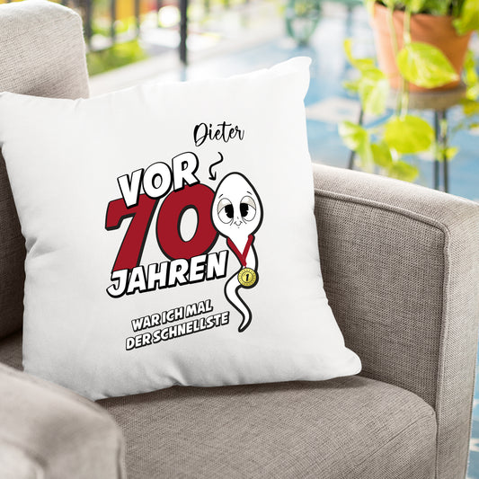Vor 70 Jahren war ich mal der schnellste - mit Namen - Geburtstag Kissen - Fulima