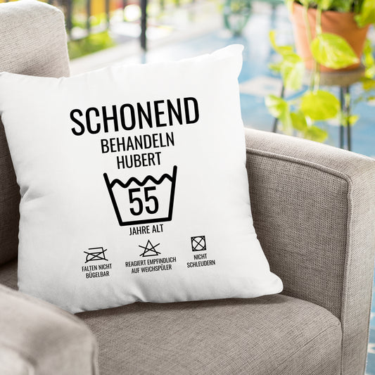Schonend behandeln – 55 Jahre alt - Namen - Geburtstag Kissen - FULiMA®
