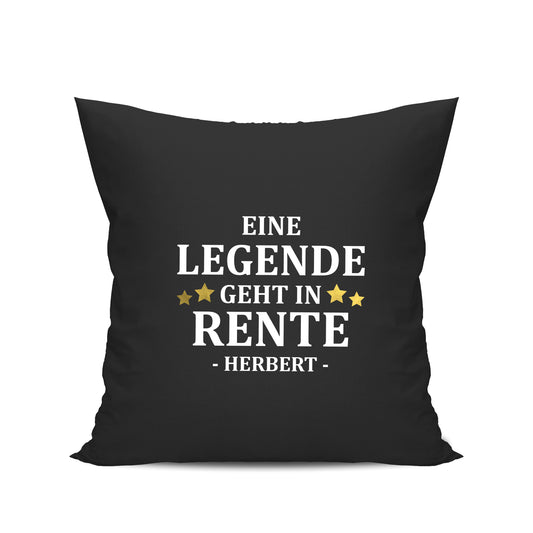 Ruhestand Kissen - Eine Legende geht in Rente - Goldene Sterne mit Namen - Geschenk zur Rente Schwarz - Fulima