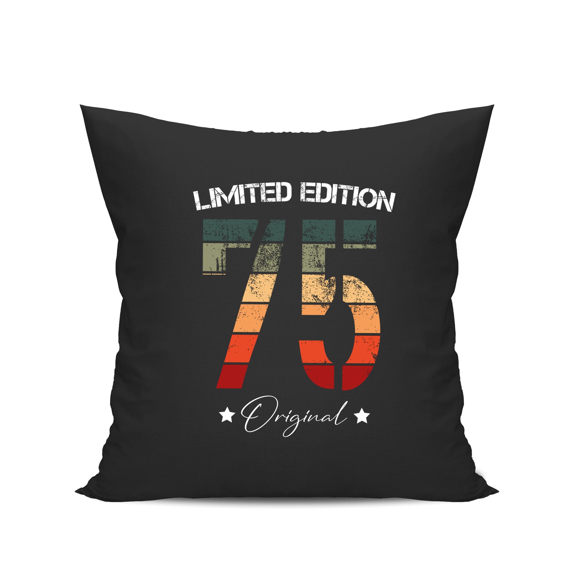 Limited Edition Original Grunge Vintage 75 - Geburtstag Kissen Schwarz - Fulima
