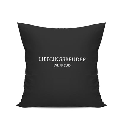 Bruder Kissen - Lieblingsbruder est. Wunschjahr Minimal - Geschenk Schwarz - Fulima