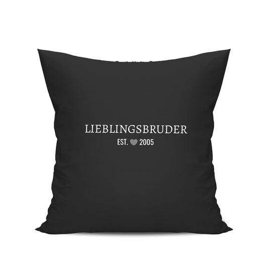 Bruder Kissen - Lieblingsbruder est. Wunschjahr Minimal - Geschenk Schwarz - Fulima