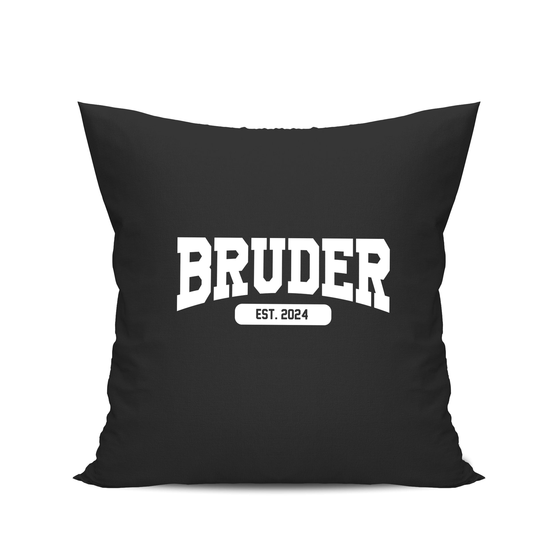 Bruder Kissen - Bruder est. Wunschjahr Collage Design - Geschenk Schwarz - Fulima