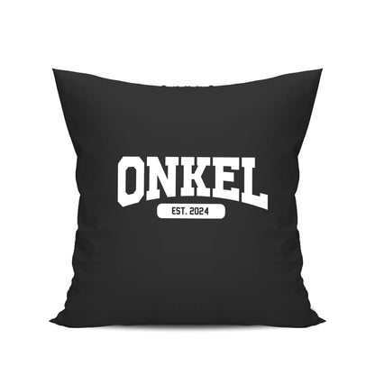 Onkel Kissen - Onkel est. Wunschjahr - Collage Design - Geschenk Schwarz - Fulima