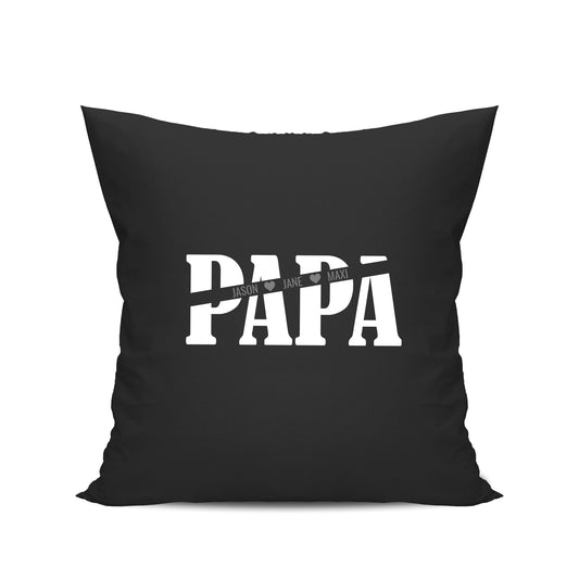 Papa Kissen - Papa mit Namen der Kinder und Herzchen - Geschenkidee Schwarz - Fulima