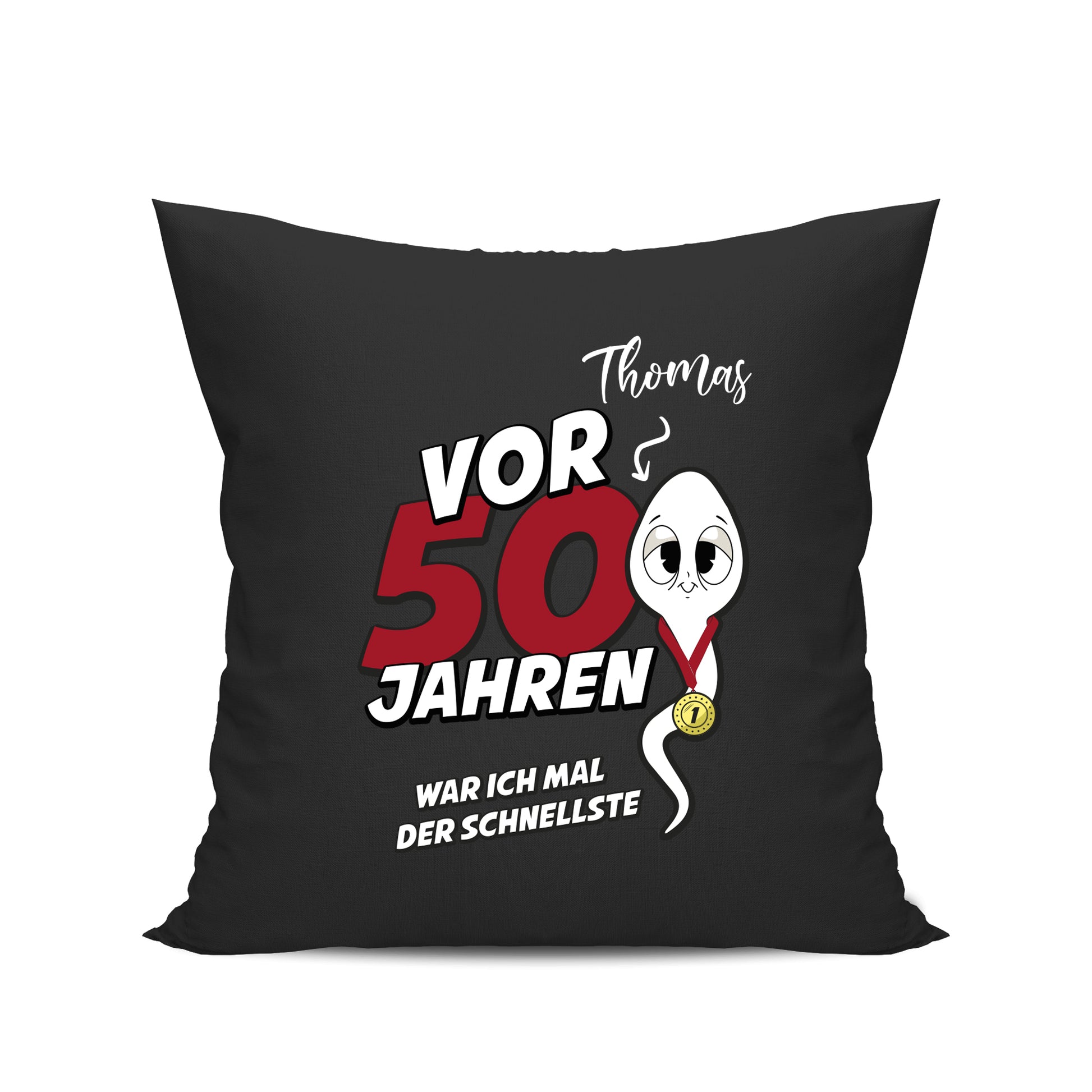 Vor 50 Jahren war ich mal der schnellste - mit Namen - Geburtstag Kissen Schwarz - Fulima