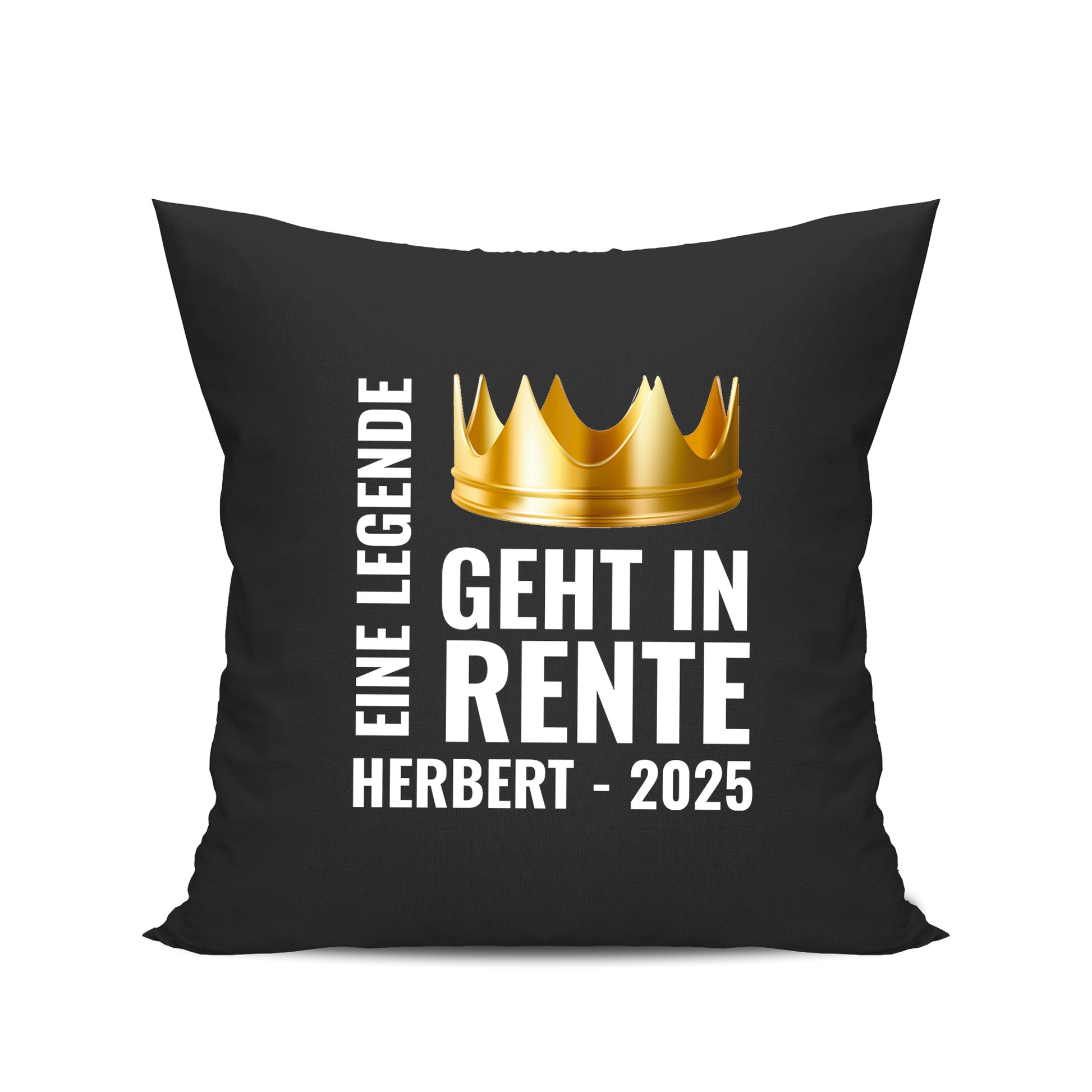 Ruhestand Kissen - Eine Legende geht in Rente - Goldene Krone mit Namen - Geschenk zur Rente Schwarz - Fulima