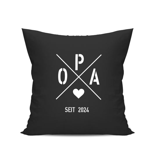Opa Kissen - Opa seit Ihr WUNSCHJAHR personalsierbar Geschenk Schwarz - Fulima
