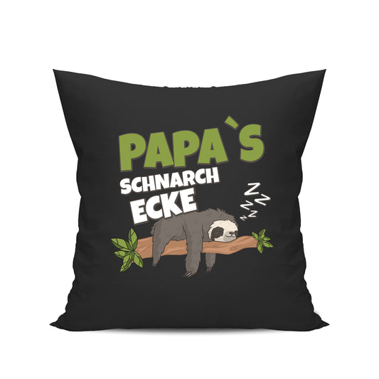 Papa Kissen - Papas Schnarch Ecke Faultier - Geschenk für Väter Schwarz - Fulima