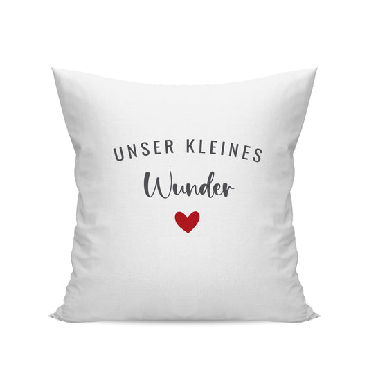 Babykissen - Unser kleines Wunder mit Herz - Geschenk zur Geburt Weiß - Fulima