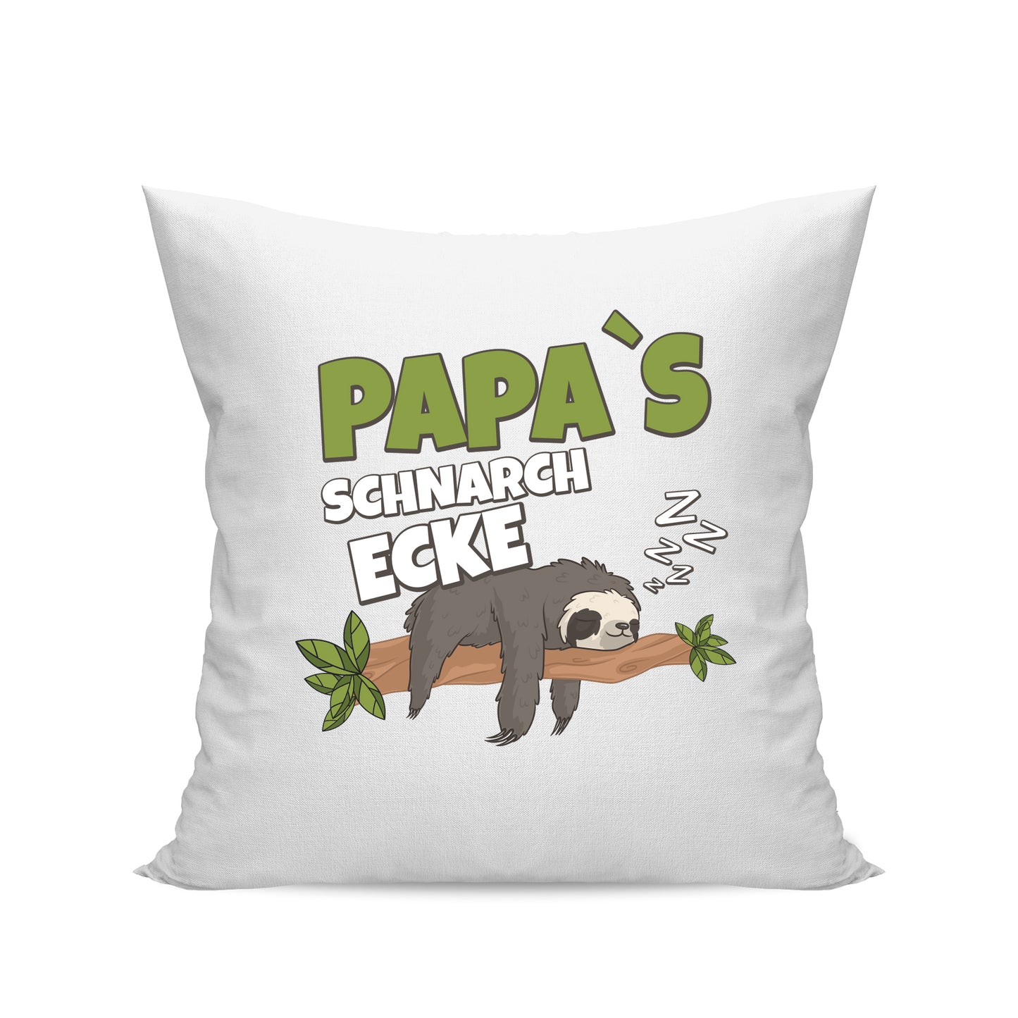 Papa Kissen - Papas Schnarch Ecke Faultier - Geschenk für Väter Weiß - Fulima