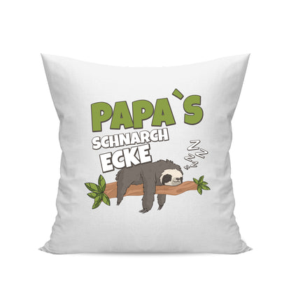 Papa Kissen - Papas Schnarch Ecke Faultier - Geschenk für Väter Weiß - Fulima