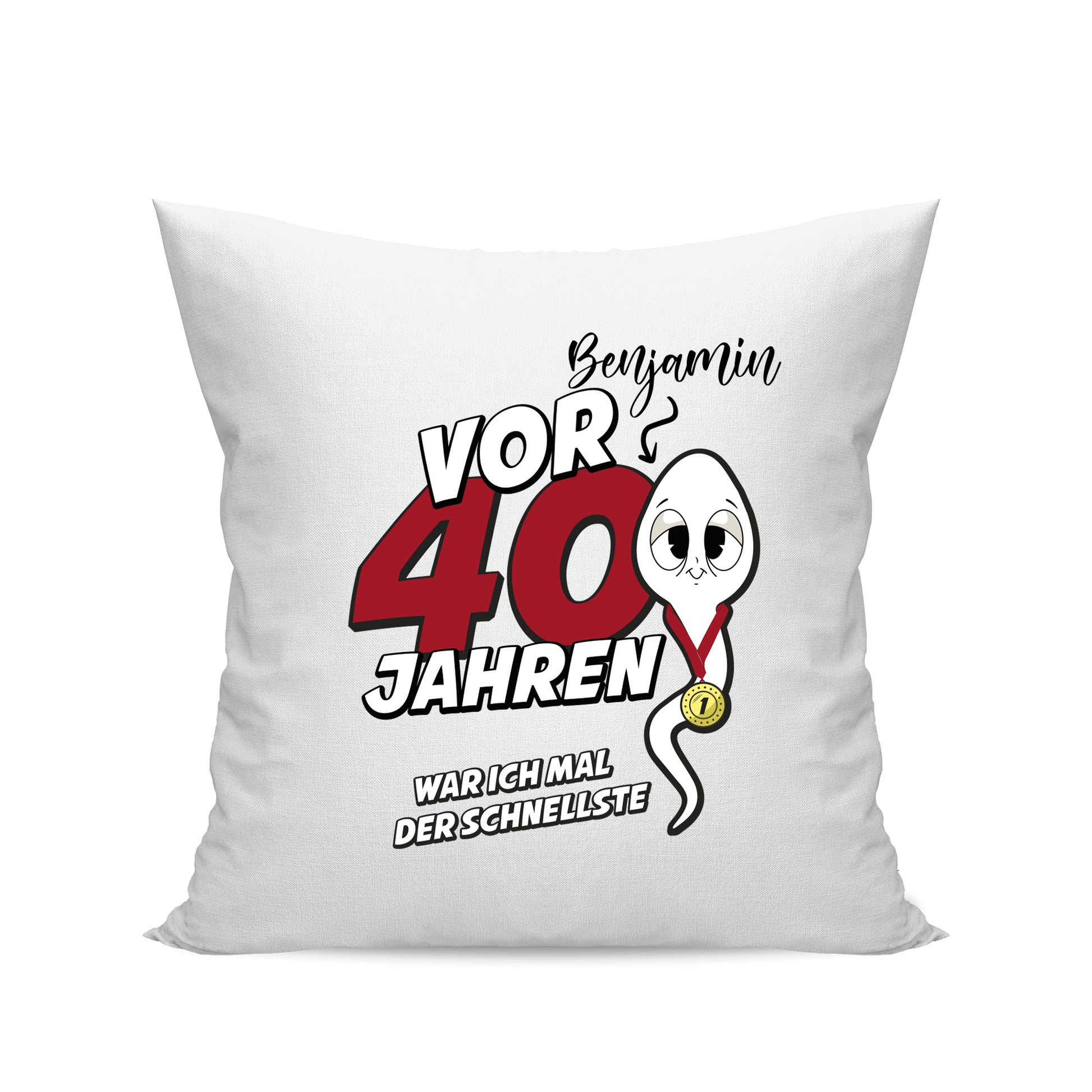 Vor 40 Jahren war ich mal der schnellste - mit Namen - Geburtstag Kissen Weiß - Fulima