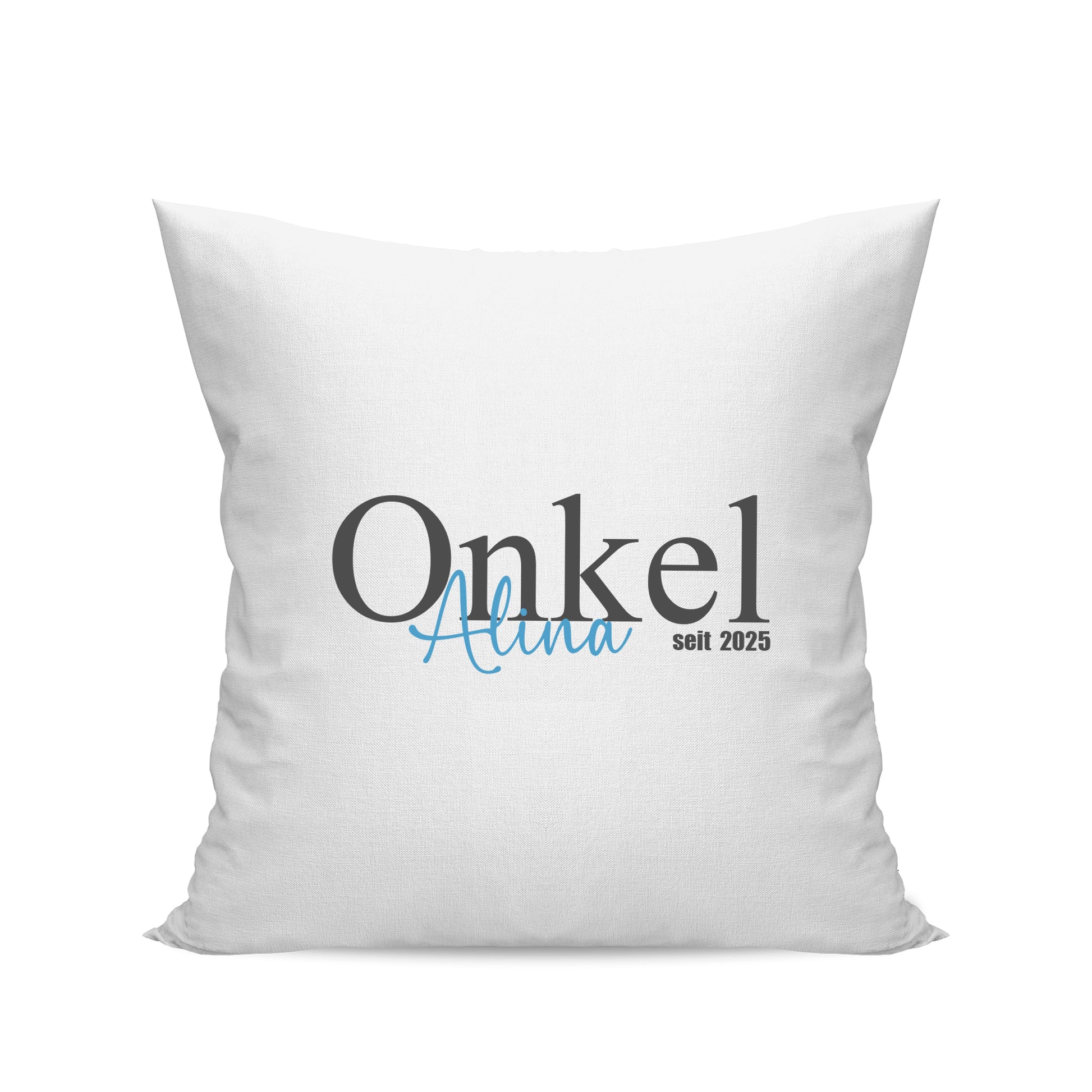 Onkel Kissen - Onkel Schriftzug mit Namen vom Kind - Geschenk Weiß - Fulima