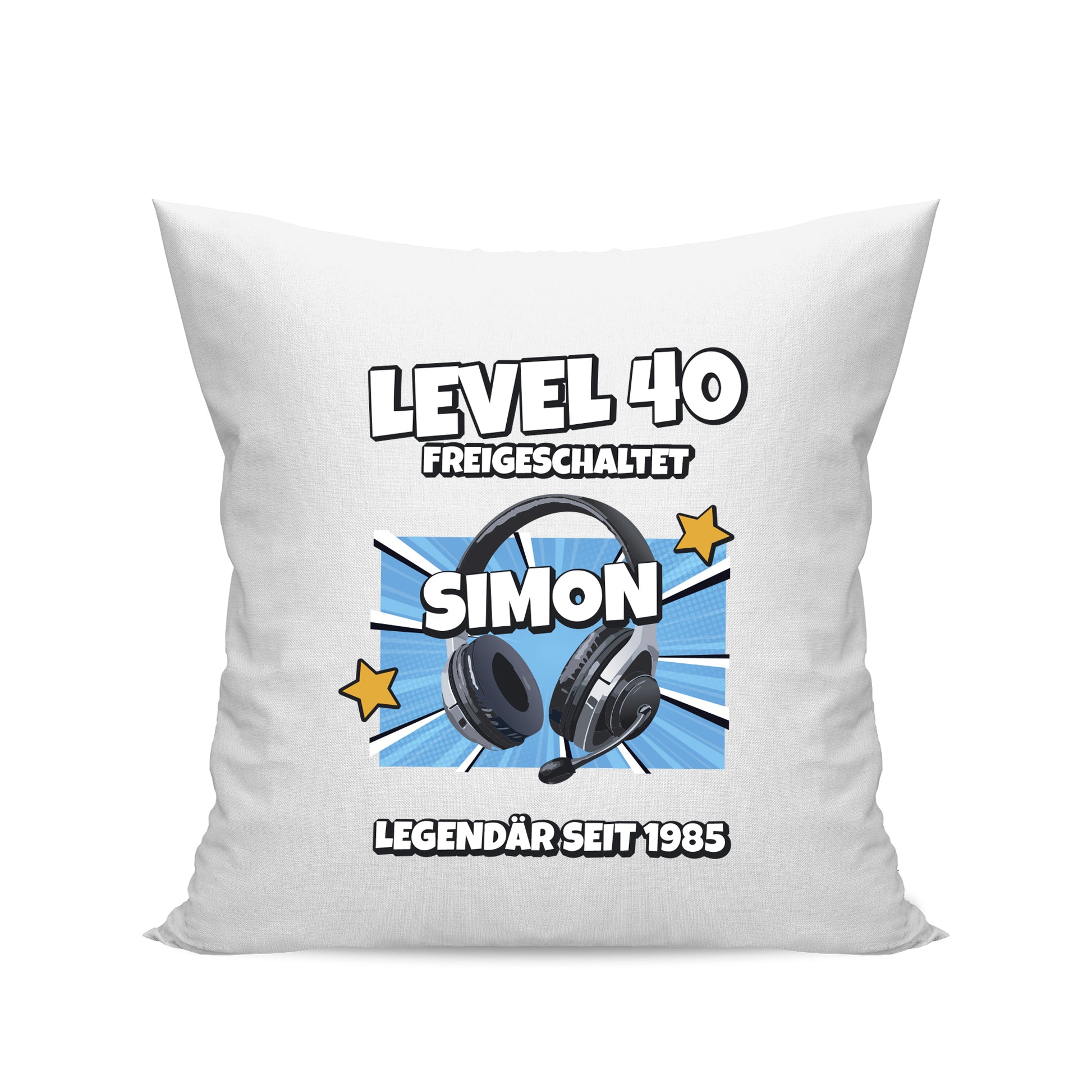 Level 40 freigeschaltet - Legendär - mit Namen - Geburtstag Kissen Weiß - Fulima