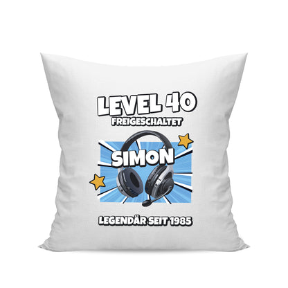 Level 40 freigeschaltet - Legendär - mit Namen - Geburtstag Kissen Weiß - Fulima