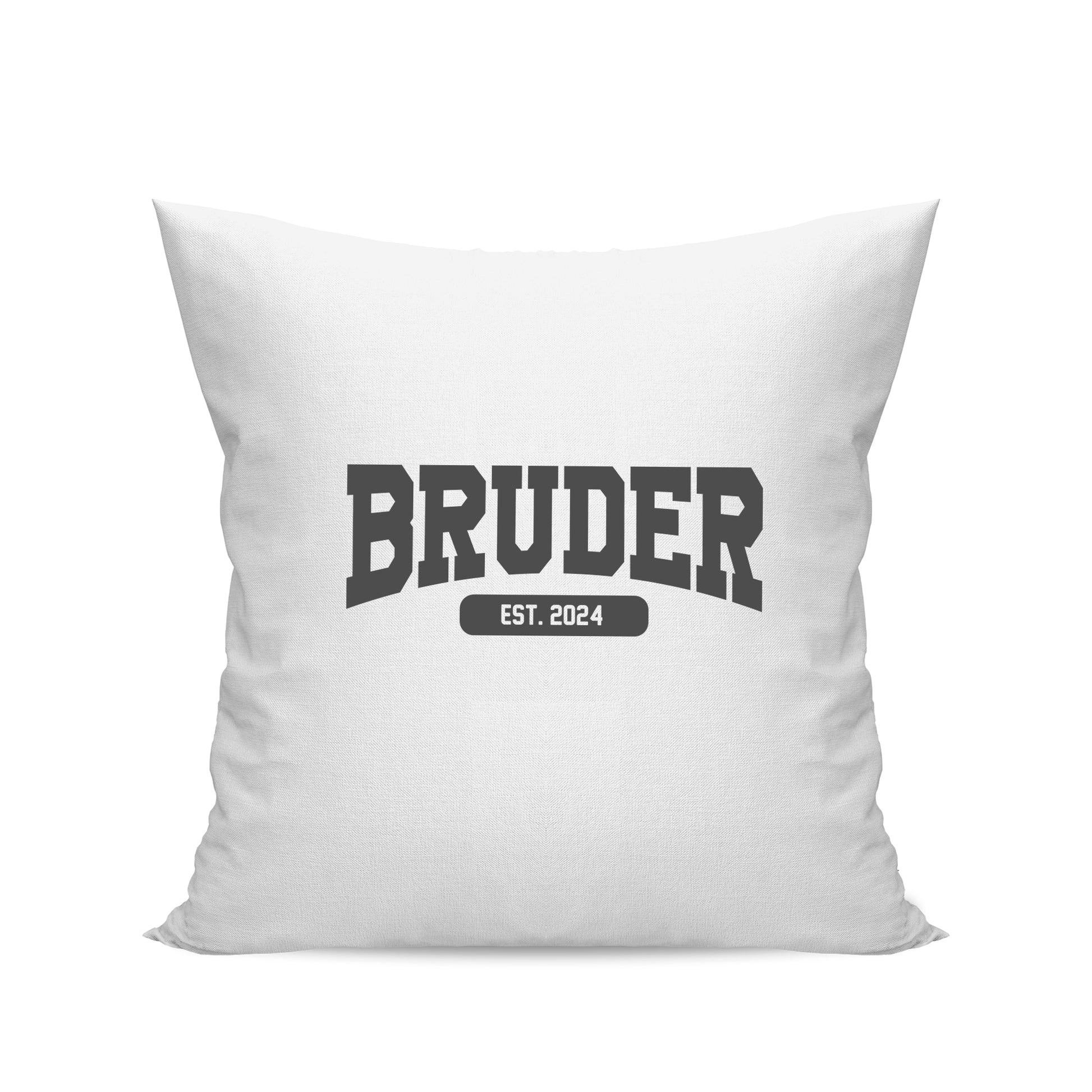 Bruder Kissen - Bruder est. Wunschjahr Collage Design - Geschenk Weiß - Fulima