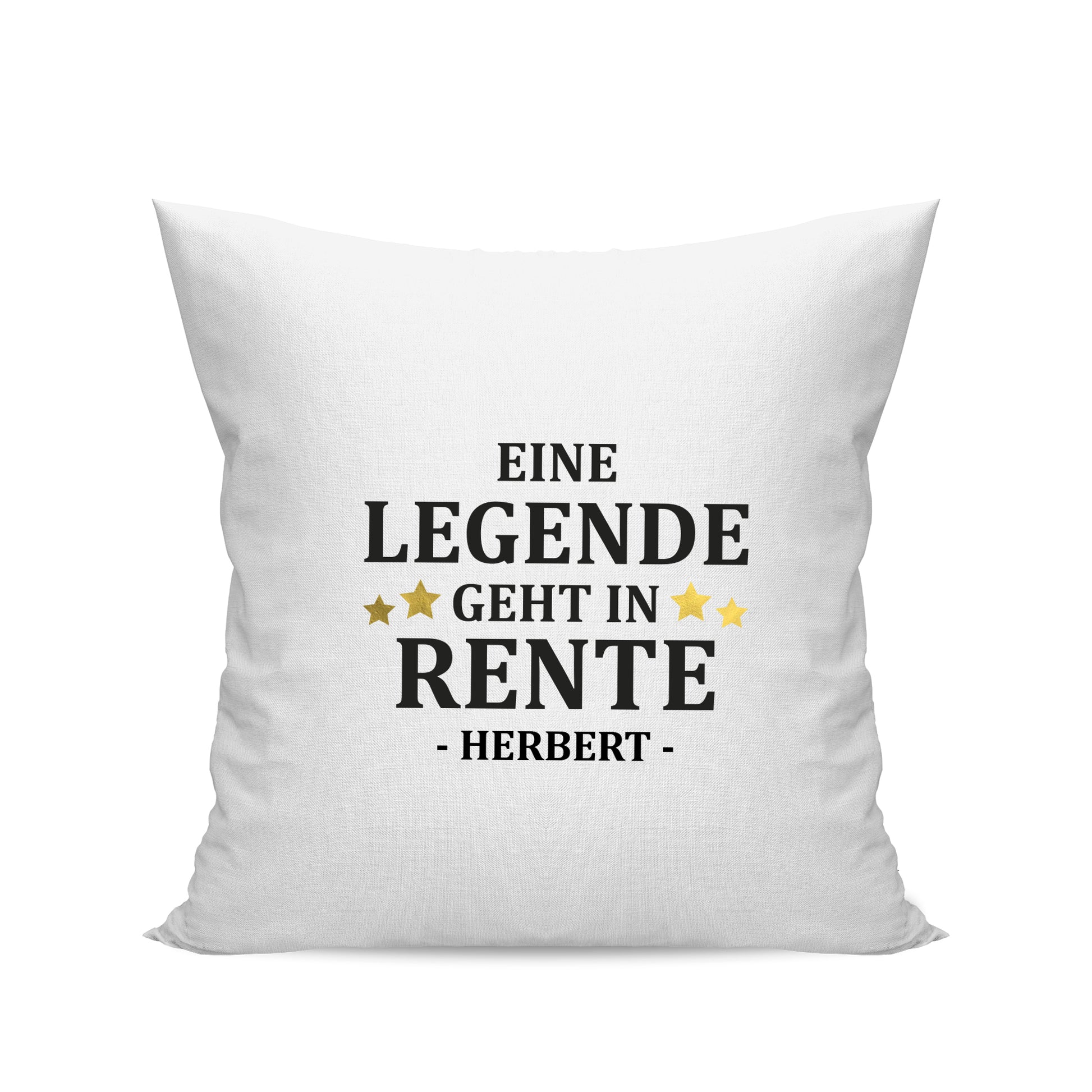 Ruhestand Kissen - Eine Legende geht in Rente - Goldene Sterne mit Namen - Geschenk zur Rente Weiß - Fulima