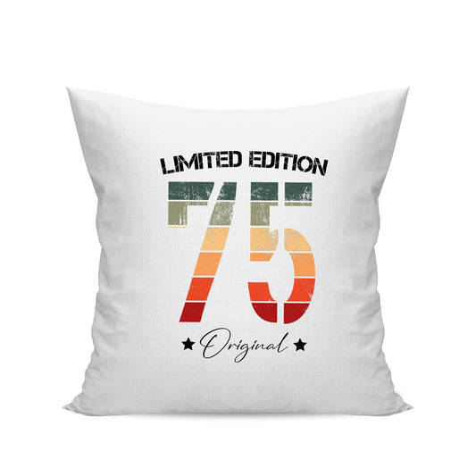 Limited Edition Original Grunge Vintage 75 - Geburtstag Kissen Weiß - Fulima