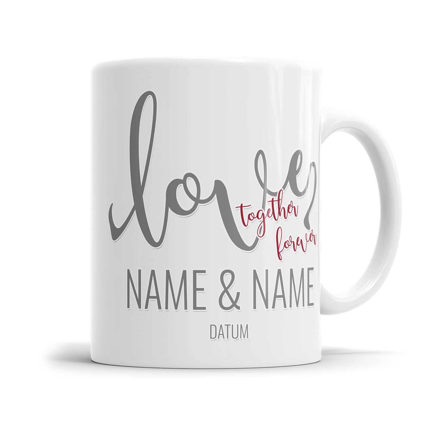 Partner Tasse Love Together Forever personalisiert mit Namen und Datum - Fulima