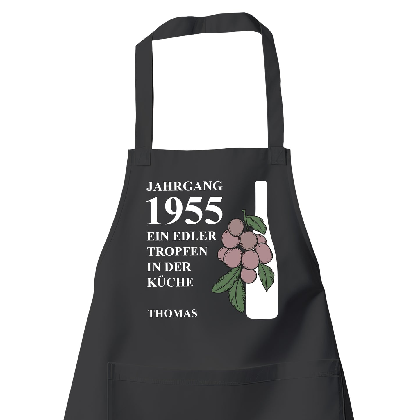 Jahrgang 1955 Edler Tropfen in der Küche - Grill- und Kochschürze Schwarz - Fulima