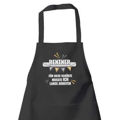 Rentner Grill- Kochschürze - Rentner 2025 Girlande - musste ich lange arbeiten - Rente Geschenk Schwarz - Fulima
