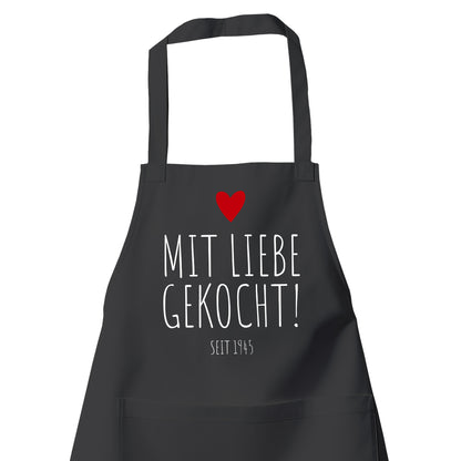 Mit Liebe gekocht seit 1955 - Grill- und Kochschürze Schwarz - Fulima
