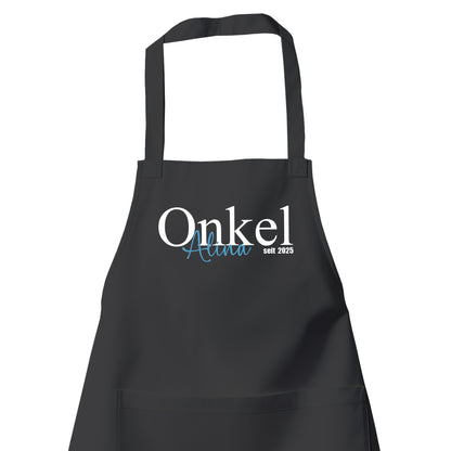 Onkel Schürze - Onkel Schriftzug mit Namen vom Kind - Geschenk Schwarz - Fulima