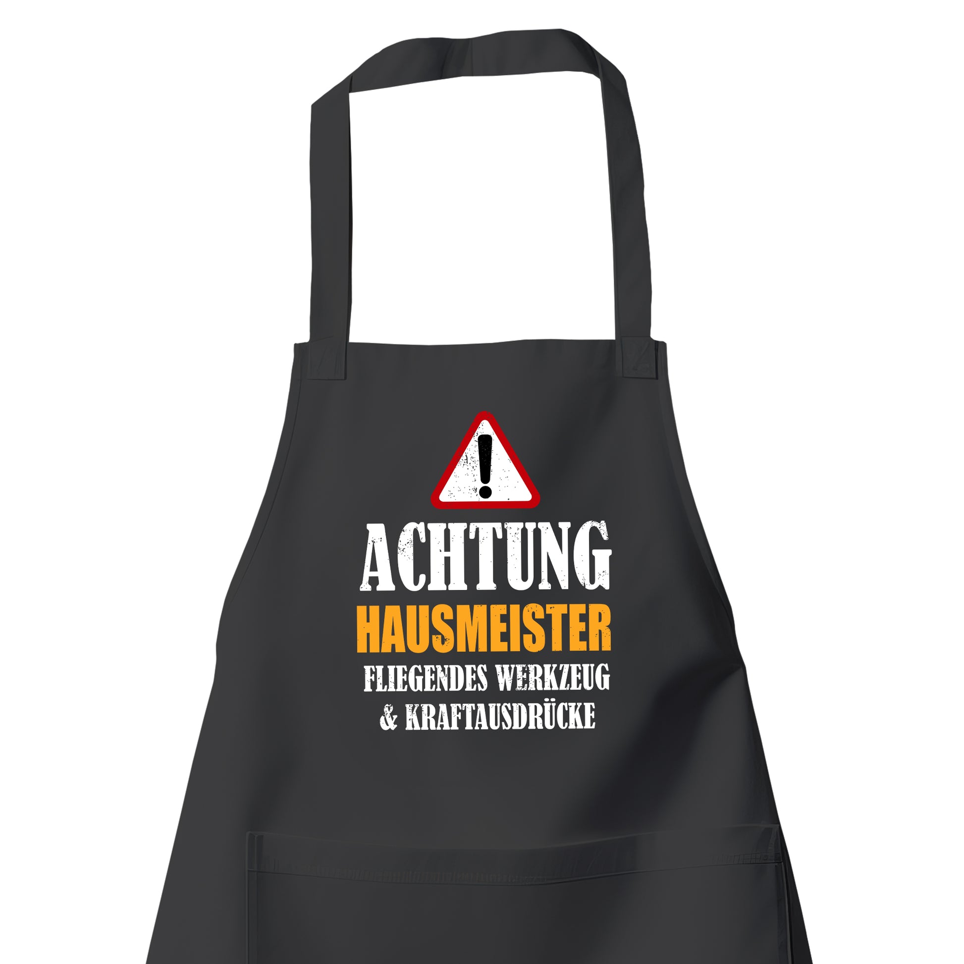Achtung Hausmeister - Kraftausdrücke - Schürze Schwarz - Fulima