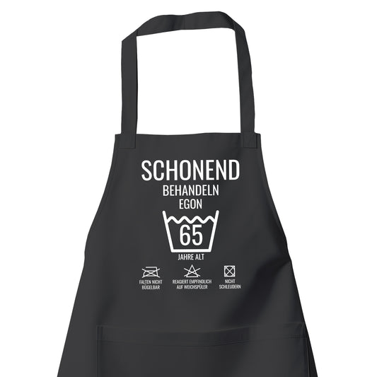 Schonend behandeln – 65 Jahre alt - Namen - Geburtstag Schürze Schwarz - Fulima
