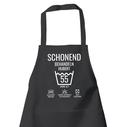 Schonend behandeln – 55 Jahre alt - Namen - Geburtstag Schürze Schwarz - Fulima