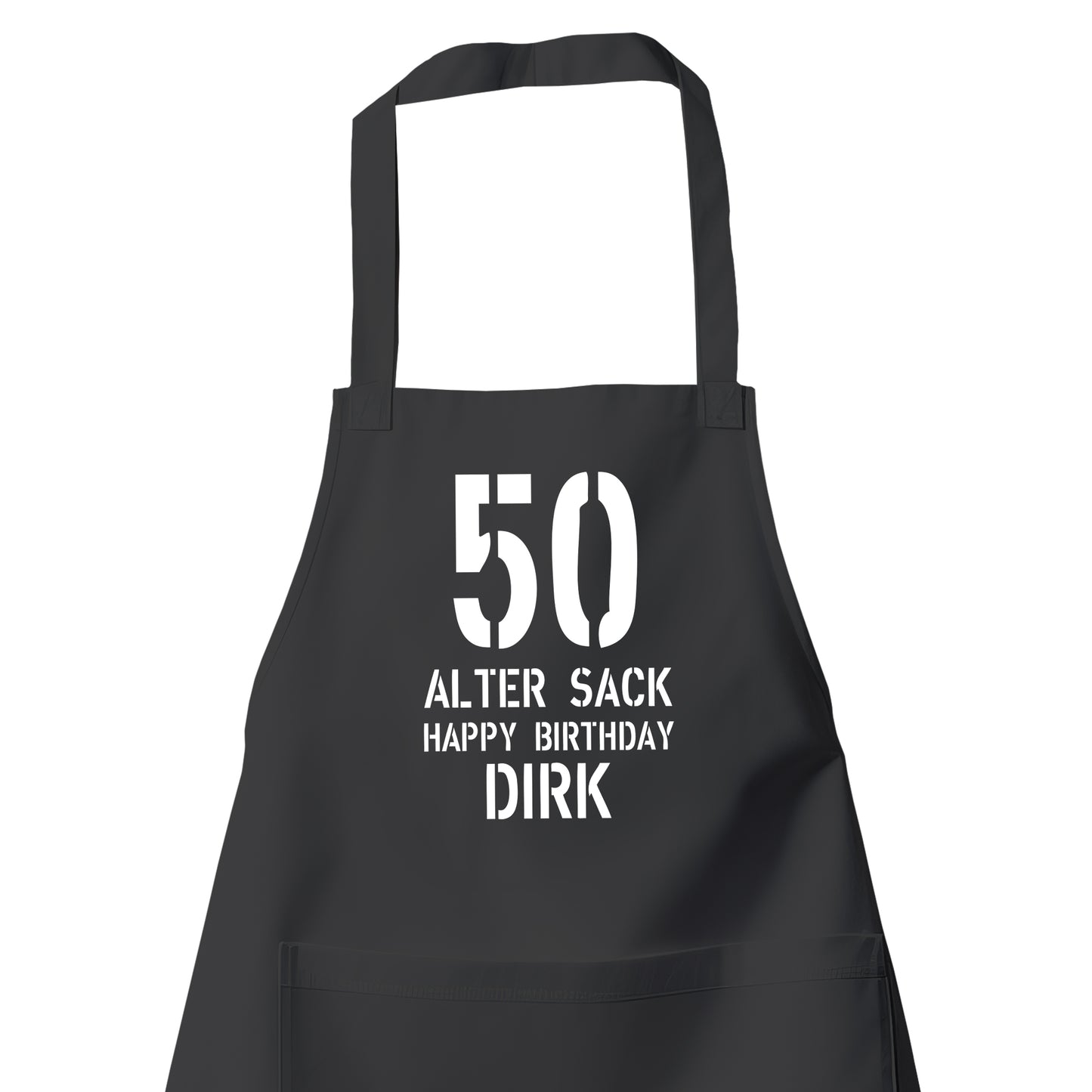 50 Alter Sack Happy Birthday mit Namen - Geburtstag Schürze Schwarz - Fulima