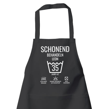 Schonend behandeln – 35 Jahre alt - Namen - Geburtstag Schürze Schwarz - Fulima