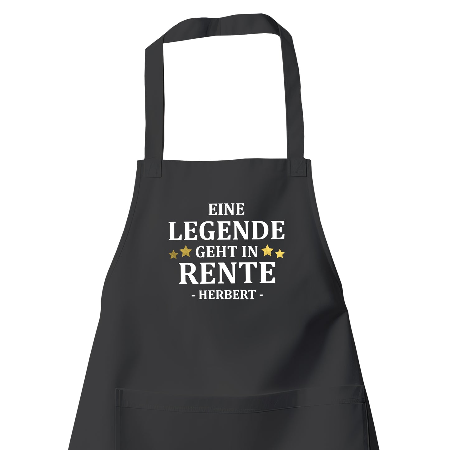 Rentner Grill- Kochschürze - Eine Legende geht in Rente - Goldene Sterne mit Namen - Rente Geschenk Schwarz - Fulima