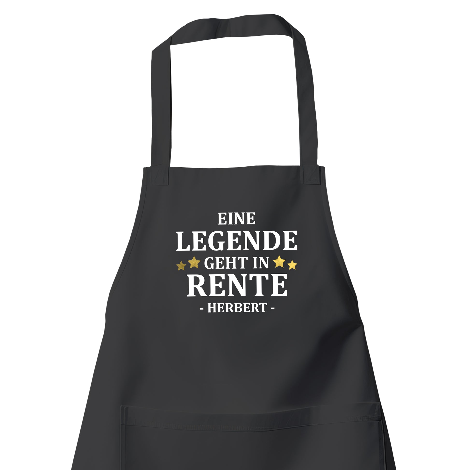 Rentner Grill- Kochschürze - Eine Legende geht in Rente - Goldene Sterne mit Namen - Rente Geschenk Schwarz - Fulima