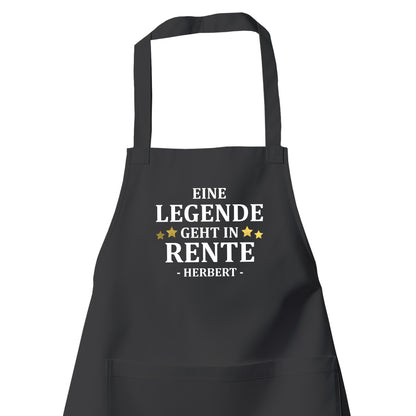 Rentner Grill- Kochschürze - Eine Legende geht in Rente - Goldene Sterne mit Namen - Rente Geschenk Schwarz - Fulima