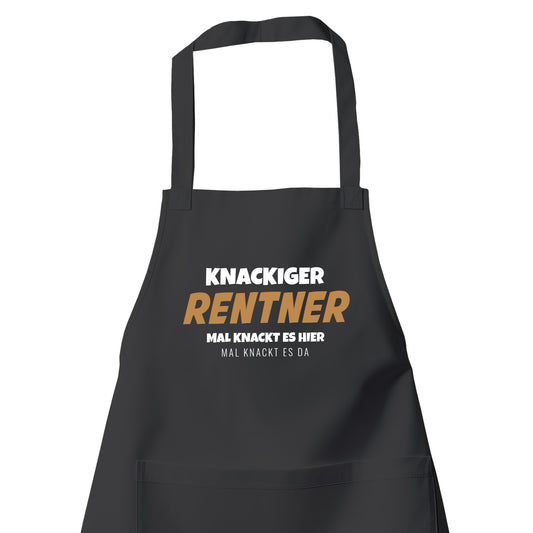 Rentner Grill- Kochschürze - Knackiger Rentner mal knackt es hier mal da - Spruch - Rente Geschenk - Fulima