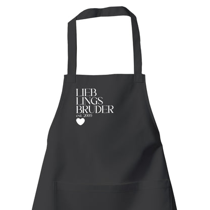 Bruder Schürze - Lieblingsbruder est. Wunschjahr Design - Geschenk Schwarz - Fulima