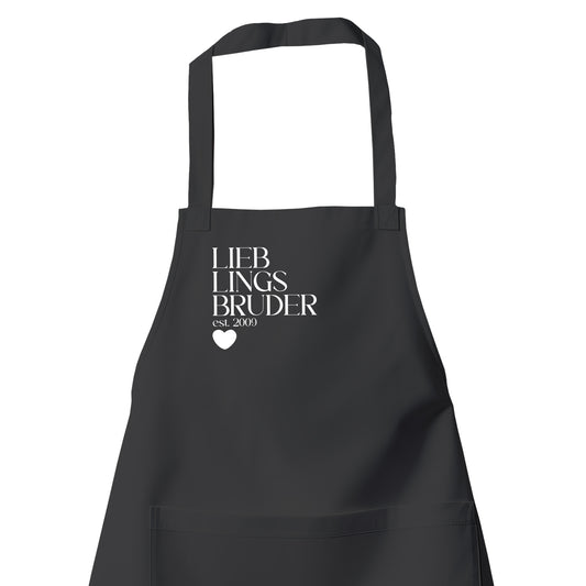 Bruder Schürze - Lieblingsbruder est. Wunschjahr Design - Geschenk Schwarz - Fulima