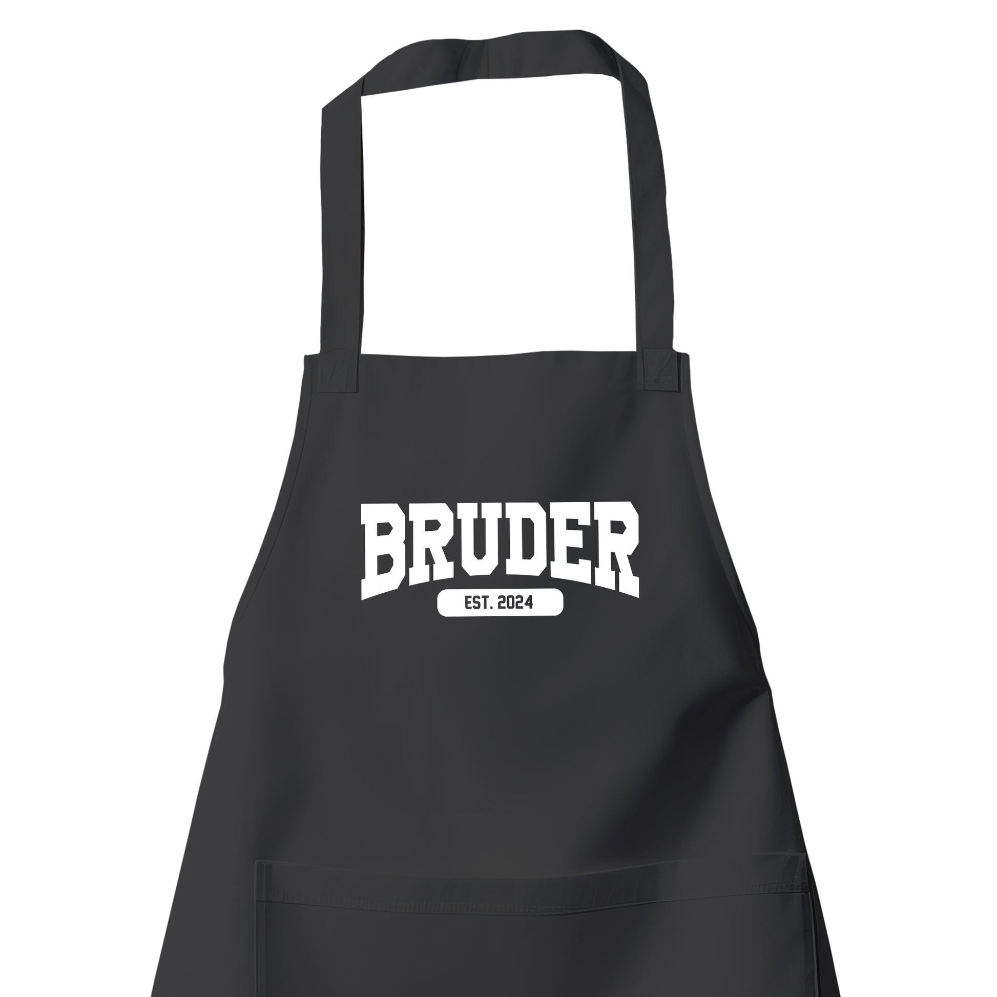 Bruder Schürze - Bruder est. Wunschjahr Collage Design - Geschenk Schwarz - Fulima