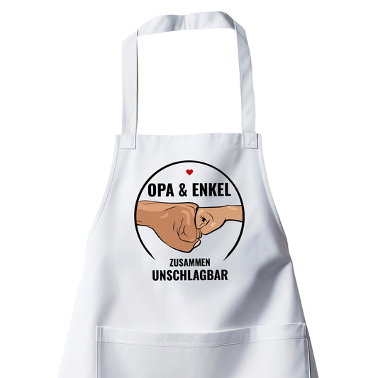 Opa Schürze - Opa und Enkel Zusammen Unschlagbar - Geschenkidee Weiß - Fulima