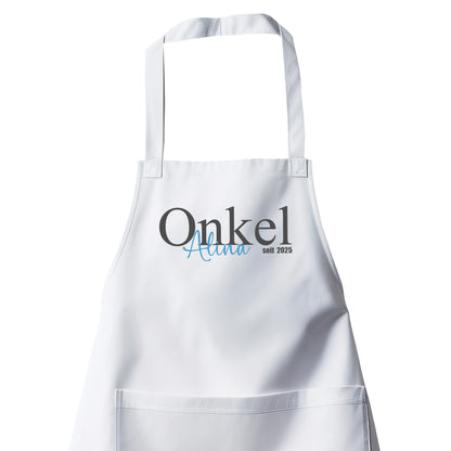 Onkel Schürze - Onkel Schriftzug mit Namen vom Kind - Geschenk Weiß - Fulima