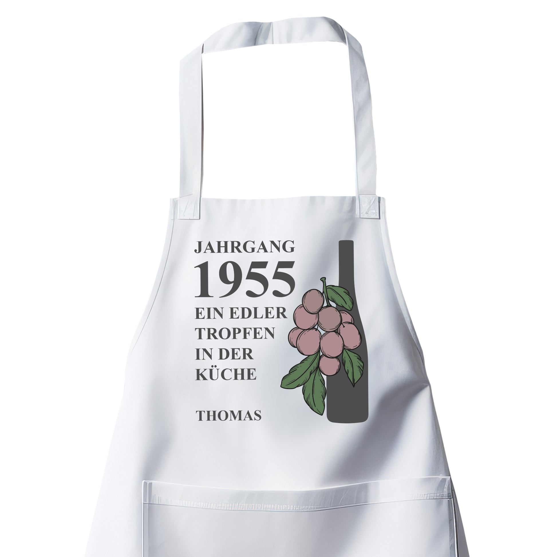 Jahrgang 1955 Edler Tropfen in der Küche - Grill- und Kochschürze Weiß - Fulima