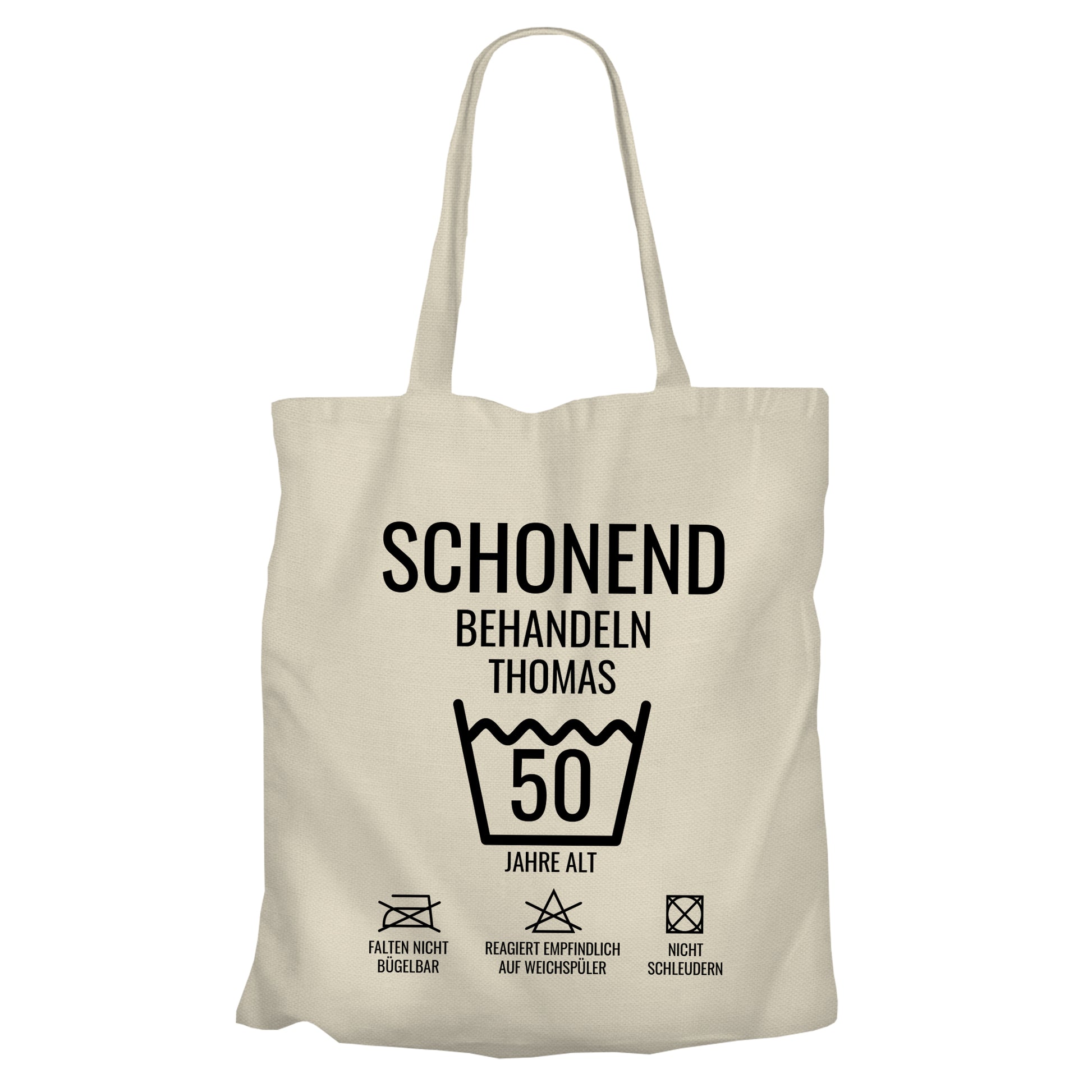 Schonend behandeln – 50 Jahre alt - Namen - Geburtstag Einkaufstasche Beige - Fulima